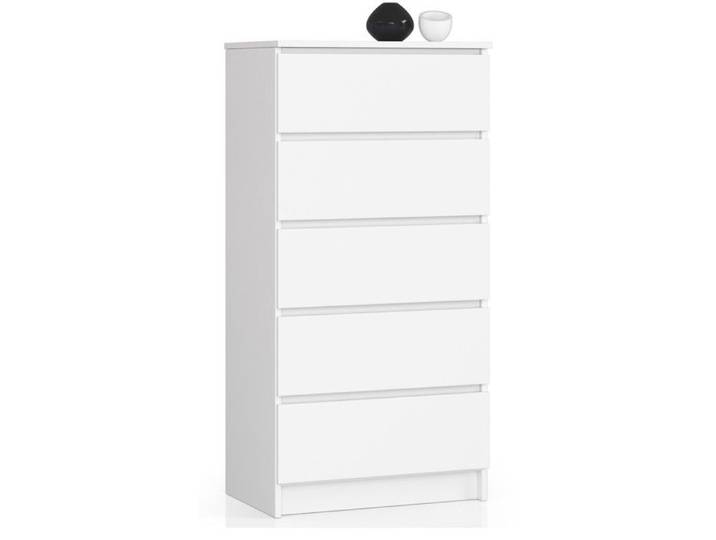 Commode AKORD K60 Blanche 60 cm 5 tiroirs façade Blanche 60x40x121 cm