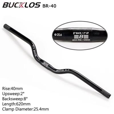 BUCKLOS ProFit Alloy MTB Handlebar Choose 31.8 Mm Or 25.4 Mm Clamp, 620 660 720 780 Mm Width 25.4 620 40mm black