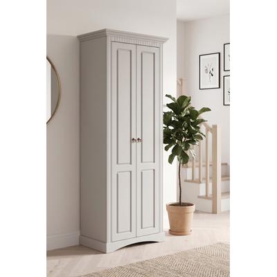 Garderobenschrank OTTO HOME "Rustic, Dielenschrank, Dielenmöbel, Landhausstil", grau (kaschmir, bei), B:71cm H:187cm T:38cm, Massivholz, Schränke, Garderobenschrank, aus massiver Kiefer, Breite 71 cm, mit Kassetenoptik