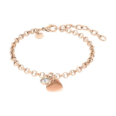 Armband TOM TAILOR "Schmuck Geschenk Edelstahl Herz", rosa (roségoldfarben, kristallweiß, kristallweiß), Armbänder, Damen, 20cm, Edelstahl, Armband, mit Kristallglas