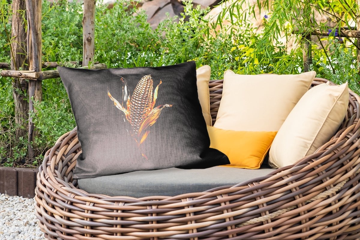PillowMonkey Weerbestendige Buitenkussens Mais Goud Zwart 60 x 40 cm