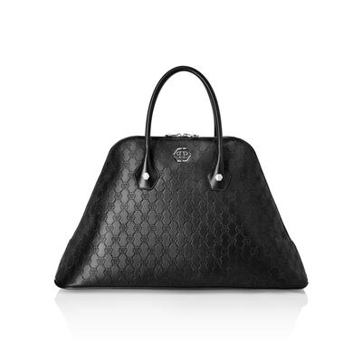 Schultertasche PHILIPP PLEIN "Monogram Verziert", Damen, schwarz (0202, schwarz, schwarz), Taschen Schultertasche