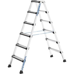 Zarges Stehleiter Comfortstep B, 41435, beidseitig begehbar, aus eloxiertem Aluminium, bis 150kg, mit 2 x 6 Stufen