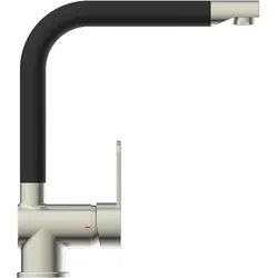 Schütte, Küchenarmatur, Wasserhahn Küche RIO Spültischarmatur Edelstahloptik Schwarz matt Schwenkbar 79866