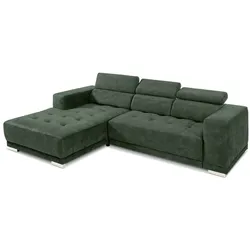 SOMETA Ecksofa Cocoon Samt Stoff Moos