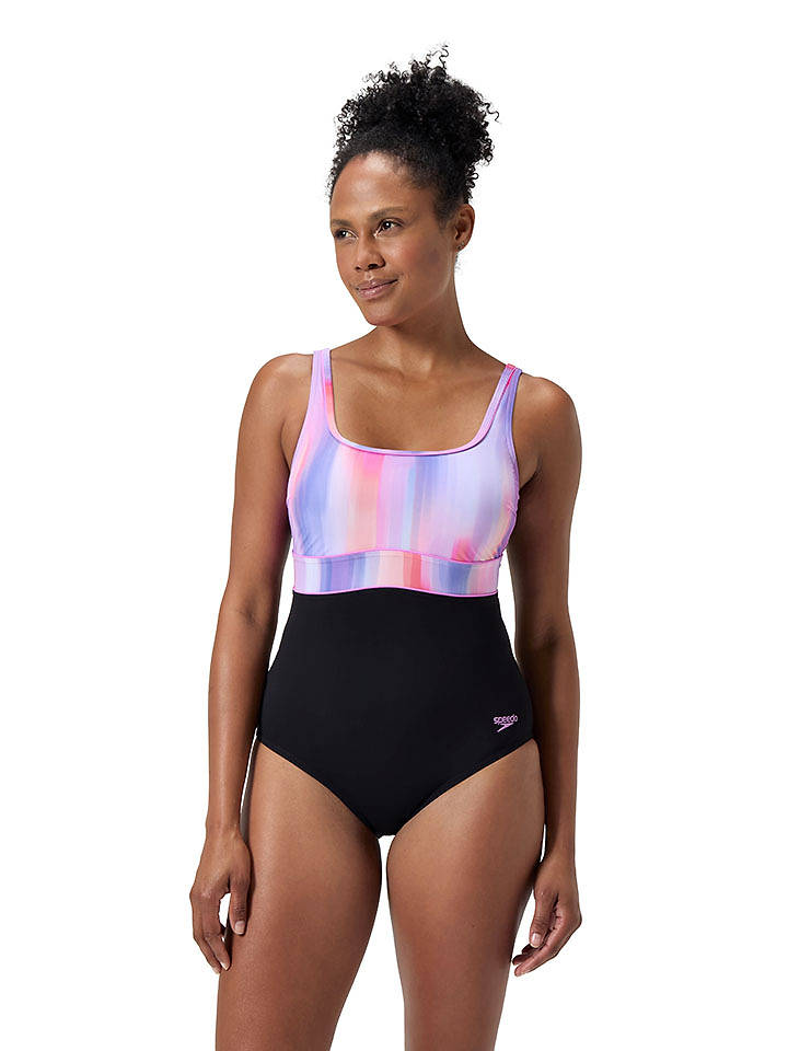 Speedo Shaping-Badeanzug "Eclipse" in Schwarz/ Lila - 44
