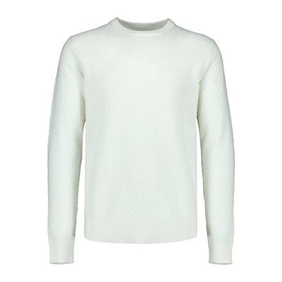 Strickpullover LINDBERGH "Strickpullover Relaxed Fit", Herren, Gr. S, weiß (sanftes weiß), Obermaterial: 60% Baumwolle, 40% Polyester, Rundhals, Pullover Strickpullover