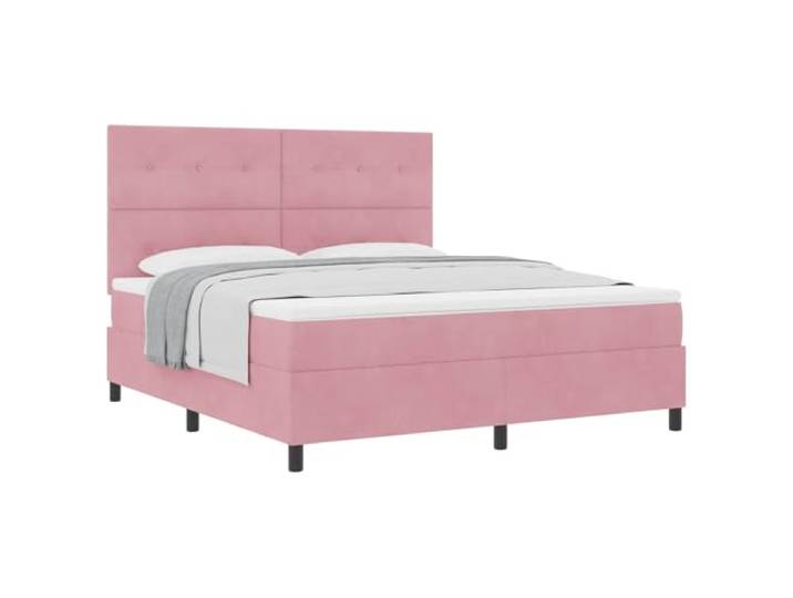 KKgypkn Modernes Boxspringbett mit Matratze, Rosa Samt, 180 x 200 cm, verstellbares Kopfteil