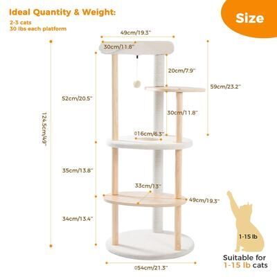 Inspire Select Modern Wooden Cat Tree Tower Multi Level Cat Condo With Scratching Posts, Jumping Platforms & Cozy Perch cat Tree Tower