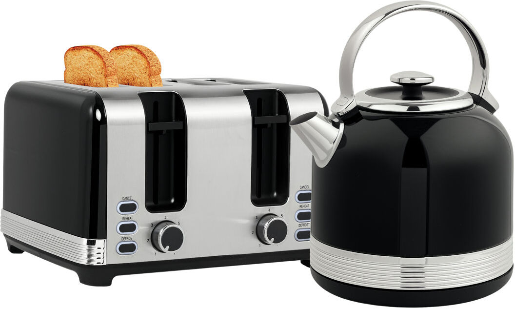 HOMCOM 1.7L 3000W Fast Boil Electric Kettle and 4 Slice Toaster Set Black 4 - Slice