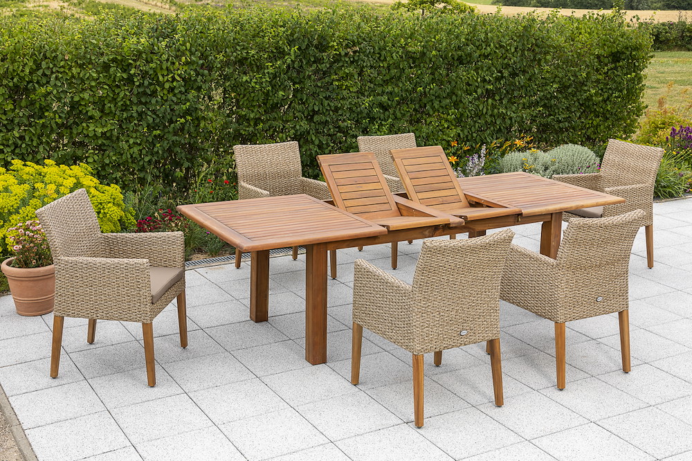 MERXXHANDELS Ranzano Set 7tlg 6 Sessel Kiss Tisch 180(220/260)x100cm 16909576