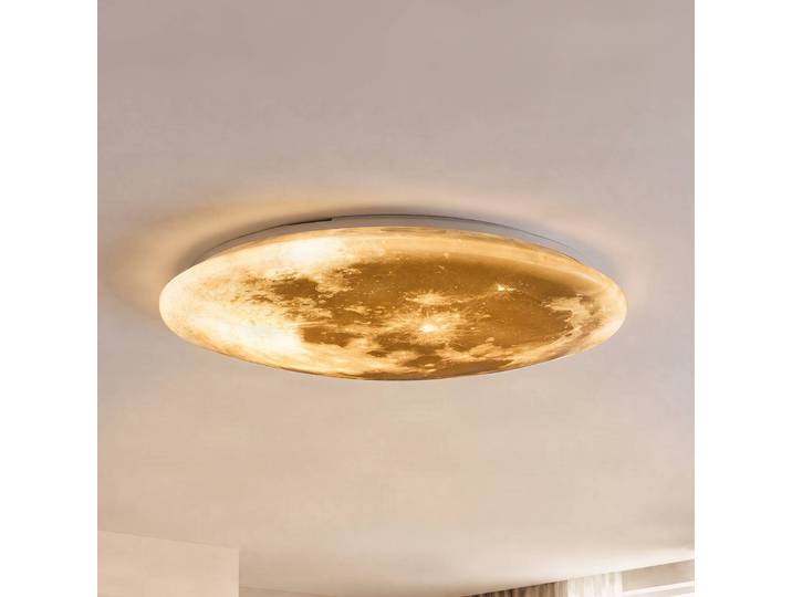 Trio Lighting Plafonnier LED Lunar, dimmable, blanc, Salon / Salle à manger, Matière Plastique, Moderne, Plafonnier LED