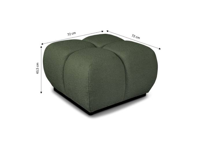 Pouf carré en tissu bouclette vert kaki