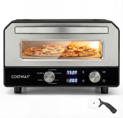 Costway Indoor Electric Pizza Oven Countertop Pizza Oven for 12 Inch Pizzas-Black