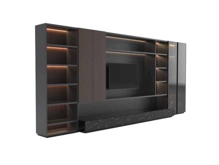 Xlmoebel TV-Wand Wohnzimmerschrankwand aus braunem Holz mit elegantem Design, (1-St., 1x Wohnwand), Hergestellt in Europa