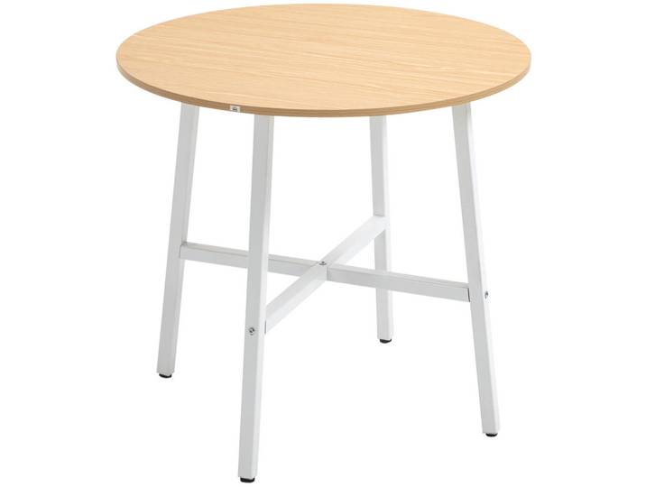Modfu Esstisch aus Holzwerkstoff und Metall 80x80x76 cm Naturholz für 4 Personen mit rutschfesten Fußpolstern, Braun, 80x76x80 cm, Esszimmer, Esstische