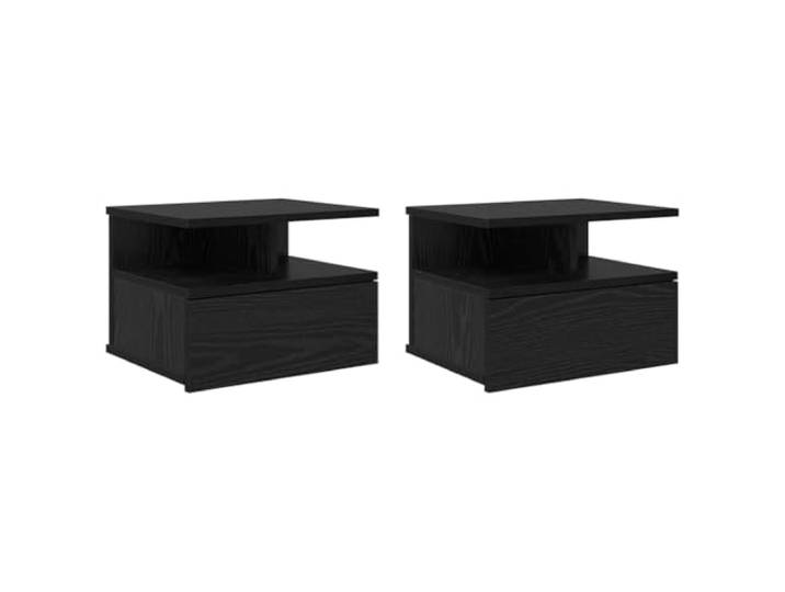 Makastle Schwebender Nachttisch 2er Set, Beistelltisch Schwarz Eichen-Optik