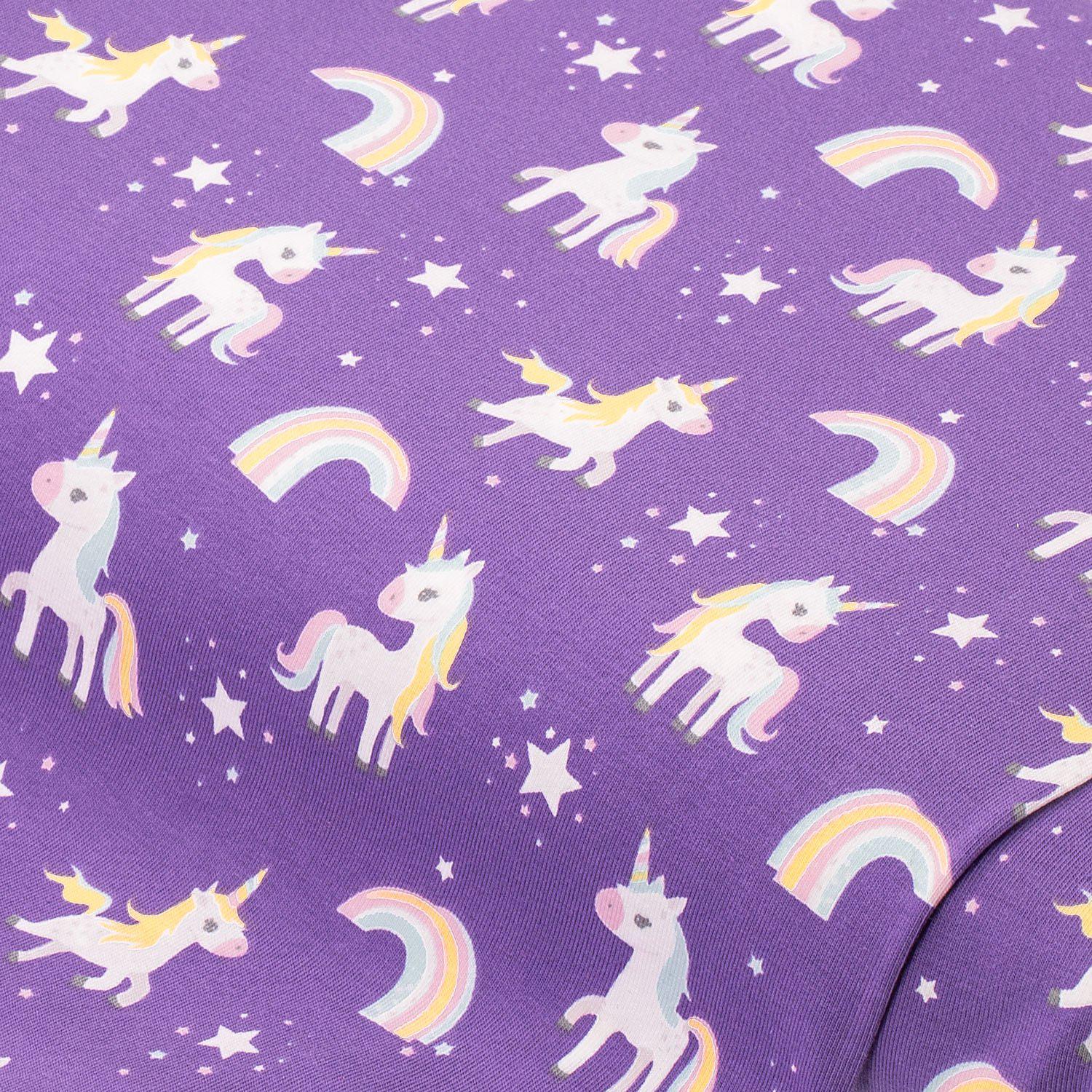 Baumwoll-Jersey "Einhorn" mit Elasthan, lila-color