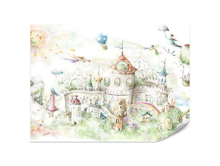 FOTOTAPETE für Kinderzimmer Märchenstadt Schloss Magisch 200x140
