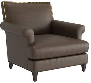 Juliana Leather Chair - Taupe Leather, Taupe Flannel - Ballard Designs