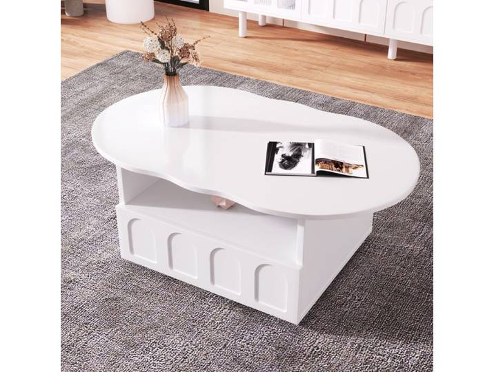 Table basse nuage - Blanc - Panneau de particules - 100x60x40.5 cm - Plateau en forme de nuage