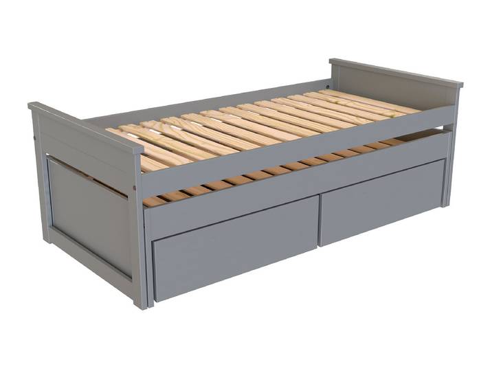 Lit Gigogne 90x200 Maxi en bois + tiroirs de rangement 90x200 Gris