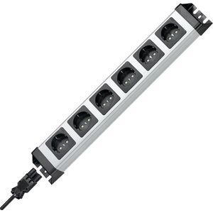 Kopp Steckdosenleiste POWERversal, mit GST18, 6-fach in silber