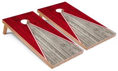 Skip's Garage Red Pyramid Cornhole Boards with Case & Lights