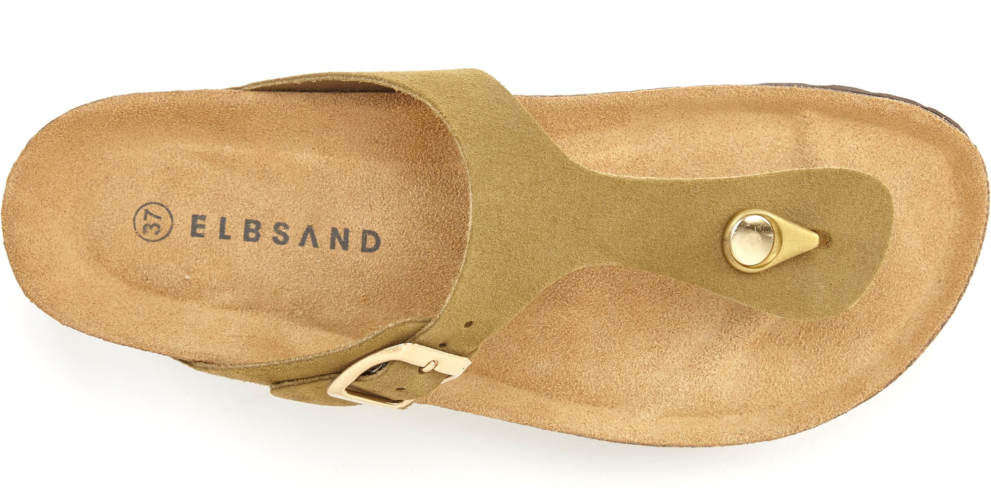 Pantolette ELBSAND "Mule, Sandale, offener Schuh, Lederpantolette, Sommerschuhe", Damen, Gr. 42, grün (khaki), Obermaterial: 100% Rindsleder. Decksohle: 100% Rindsleder. Futter: 100% Rindsleder. Laufsohle: 100% Synthetik, unifarben, Schuhe Pantolette, Zeh