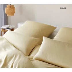 Elegante Interlock-Jersey Bettwäsche Twine - 155x220 cm + 40x80 cm	sonne
