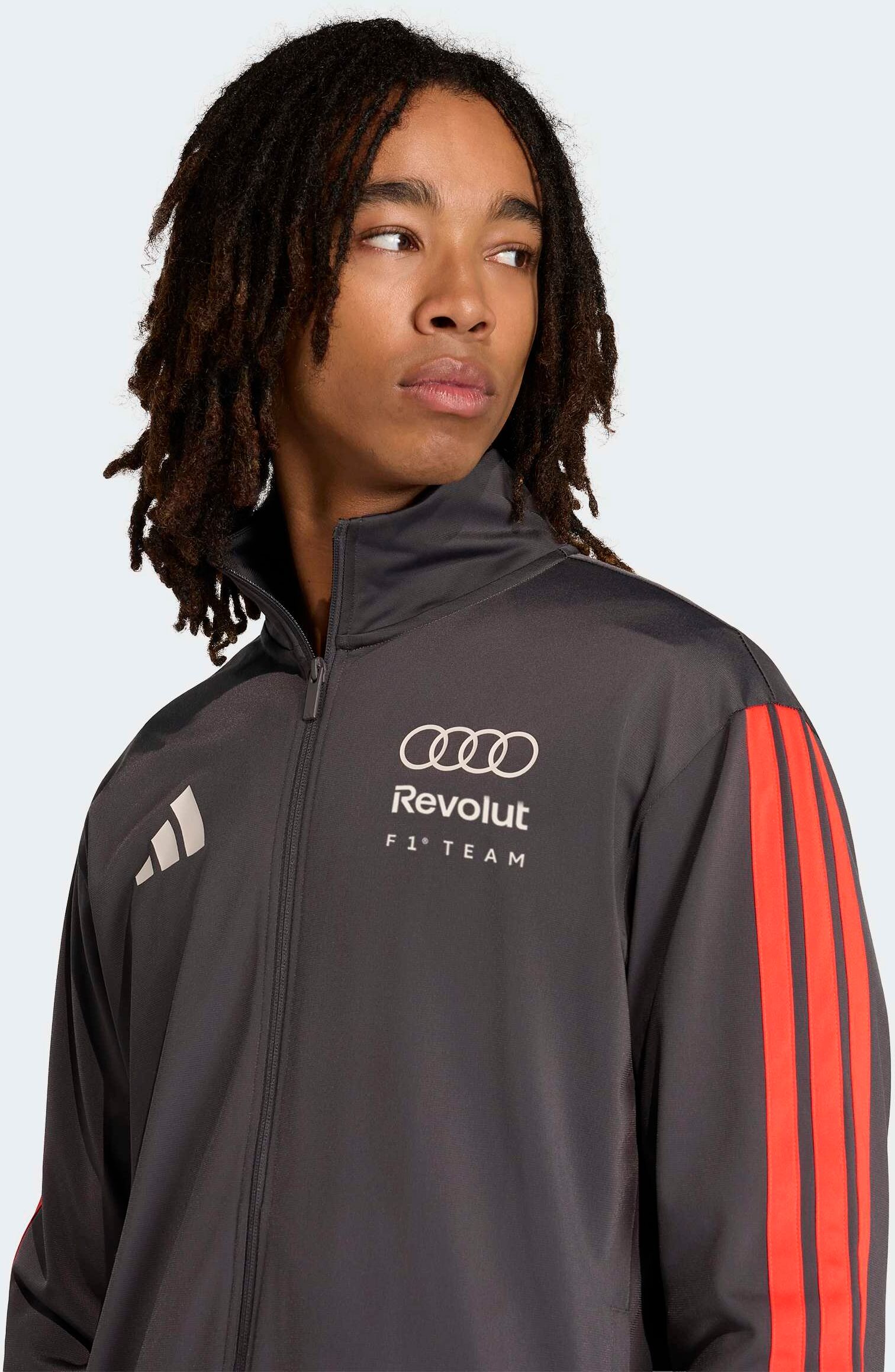 Outdoorjacke ADIDAS PERFORMANCE "AUDI REVOLUT F1 TEAM DNA", Herren, Gr. XXL, grau (utility schwarz), Obermaterial: 100% Polyester, Jacken Outdoorjacke