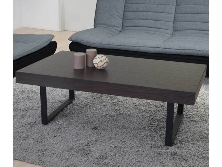 Table basse Kos T576\, table de salon 40x110x60cm MVG- ~ wengé\, pieds métal foncé