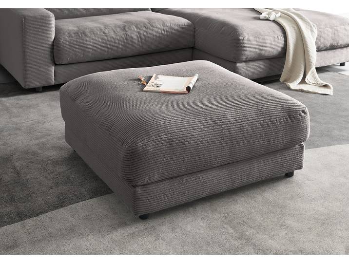 Polsterhocker 100 x 44 x 100cm Grau Cordstoff Catia: Dunkelgrau Polyurethanschaum
