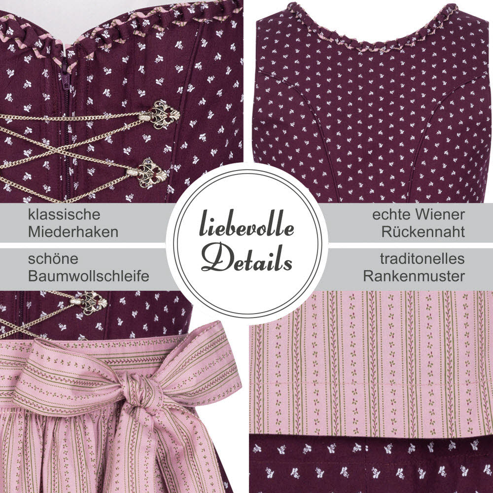 Dirndl NÜBLER "Dirndl lang Thea", Damen, Gr. 44, EURO, rot, Obermaterial: 100% Baumwolle CO., Kleider Dirndl