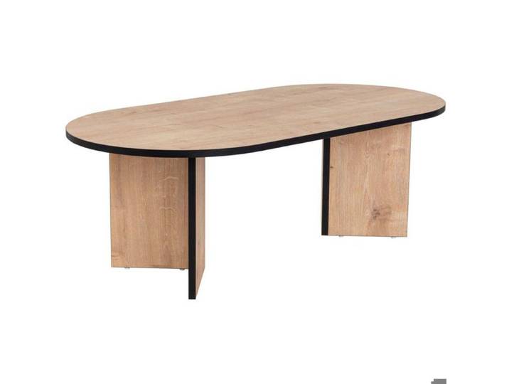 Table basse ovale en aggloméré Sable chêne noir