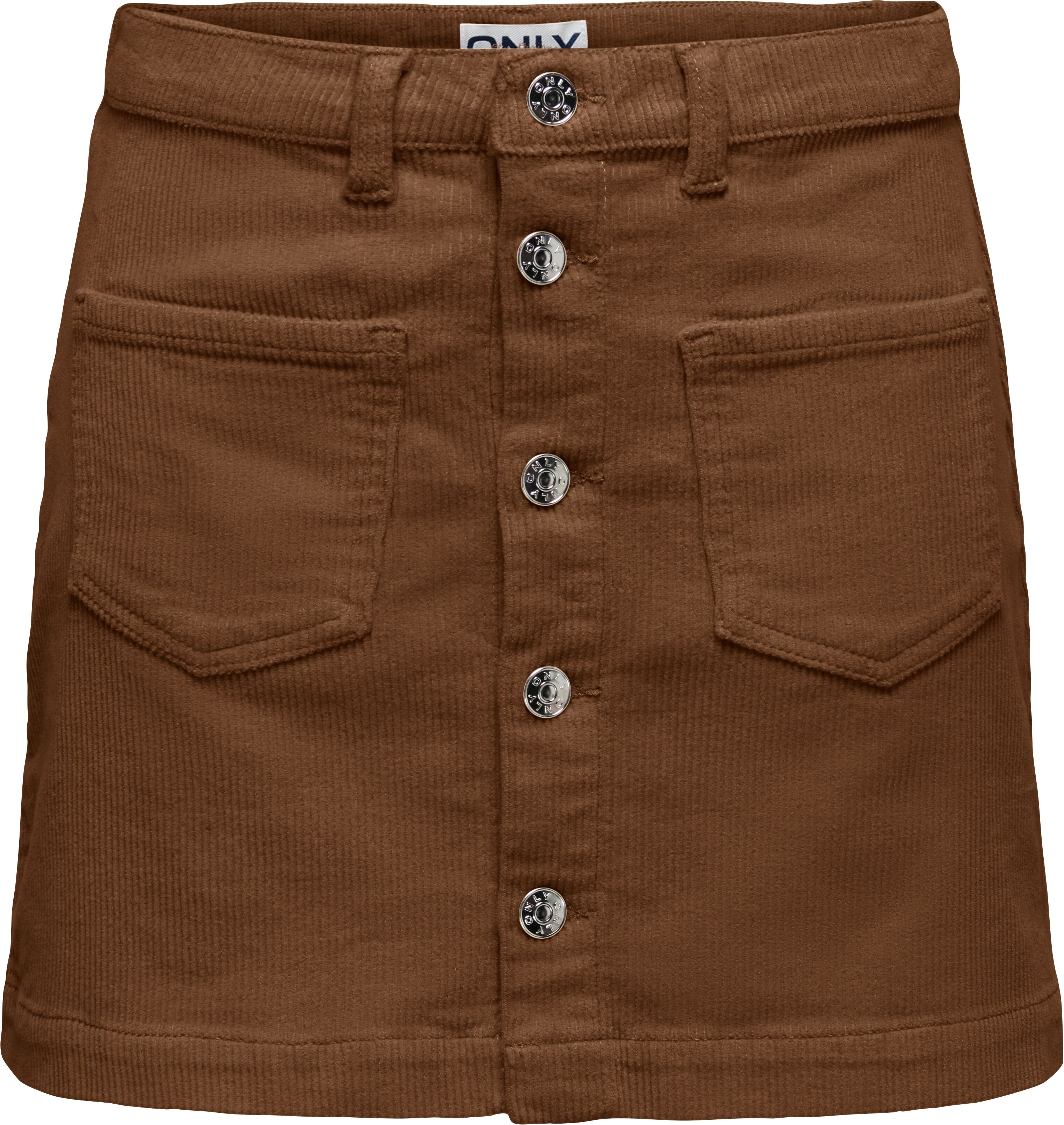 Cordrock ONLY "ONLAMAZING HW CORD SKIRT", Damen, Gr. M (38), braun (bison), Cord, Obermaterial: 98% Baumwolle, 2% Elasthan, unifarben, mini, Röcke Cordrock, Baumwollmischung bison M (38)