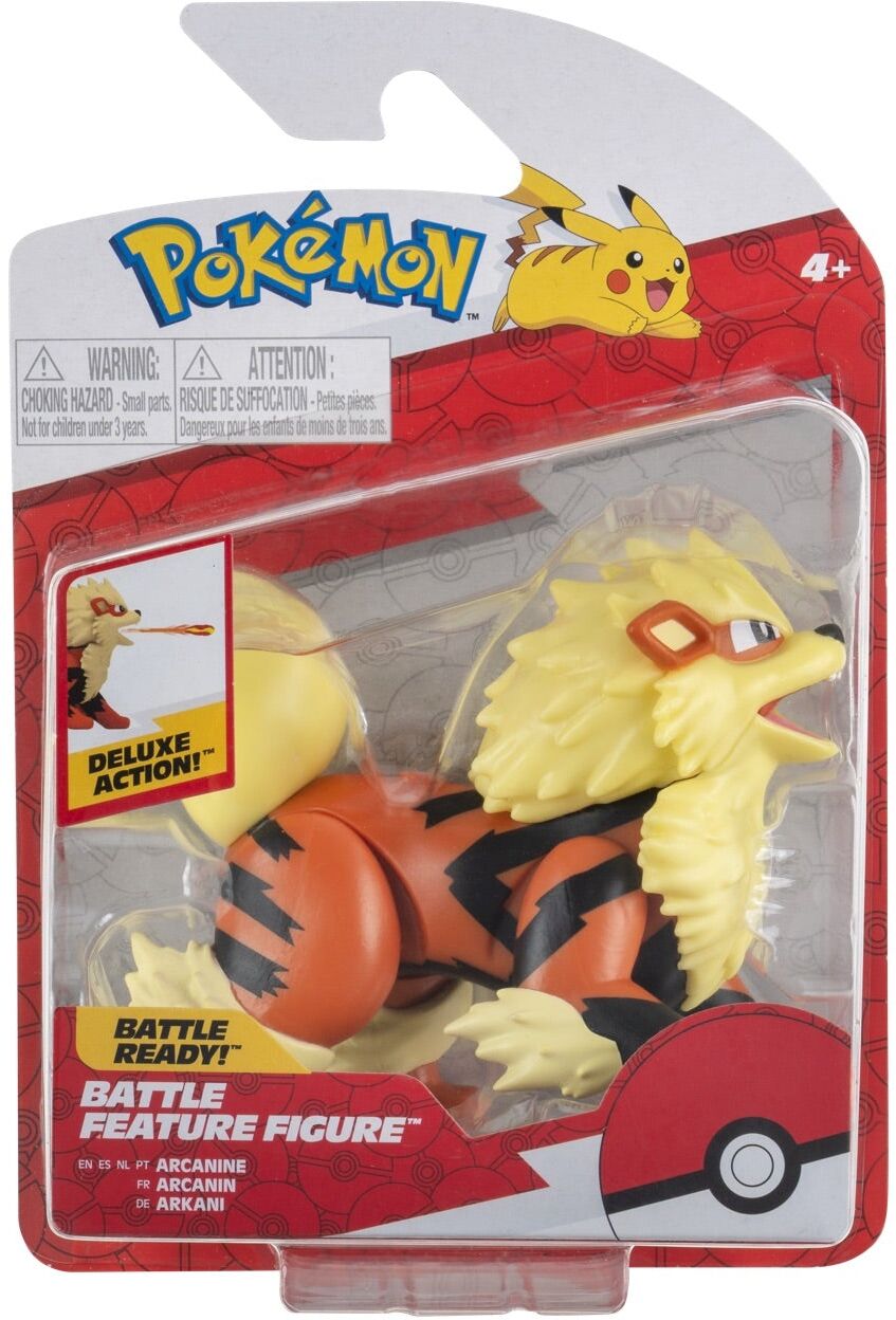 Pokémon Arcanine Battle Feature Figure with Fire Missile Attack by Jazwares - 11 cm Tall - Ages 4 and Up