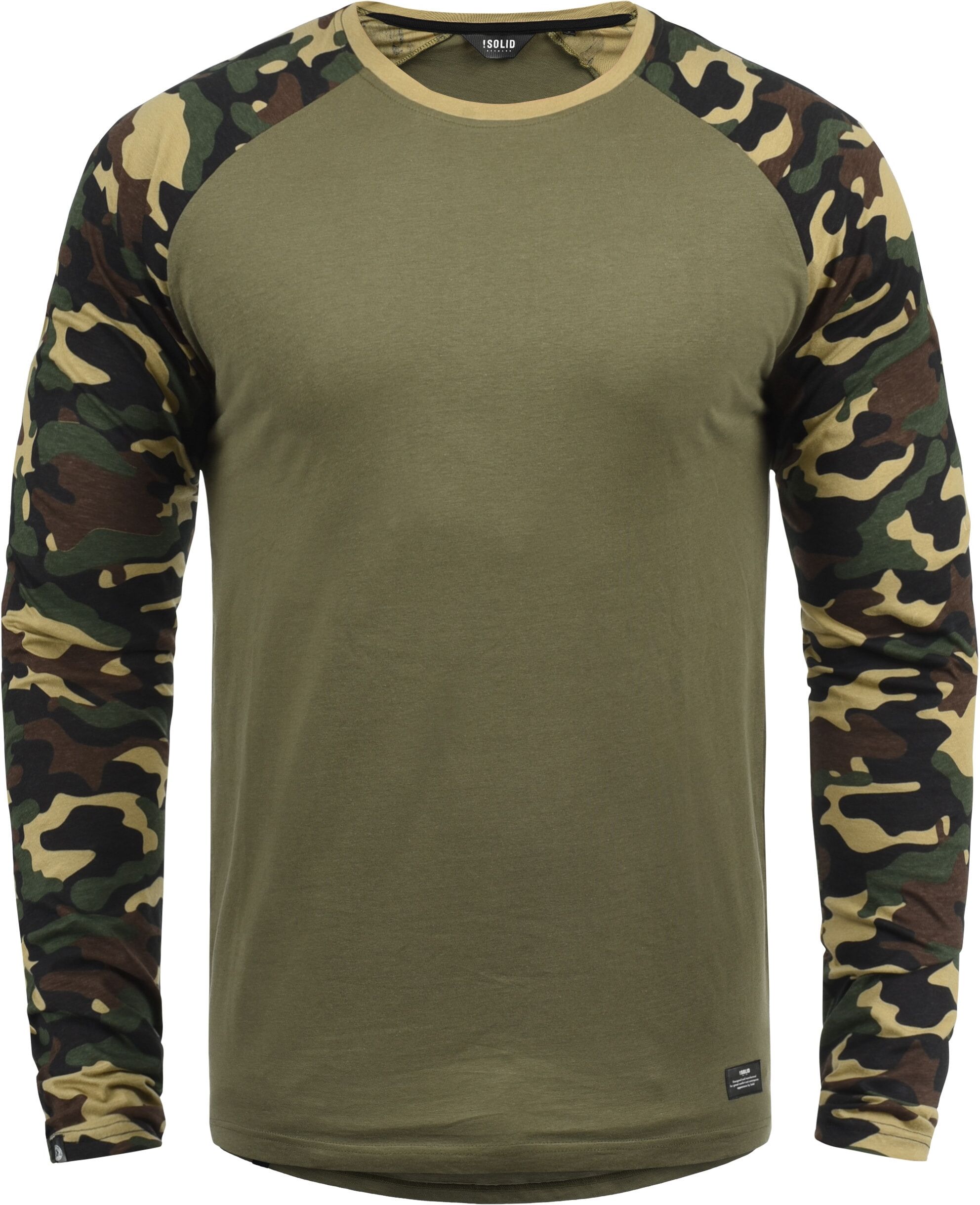 !solid Rundhalsshirt SOLID "Rundhalsshirt SDCajus", Herren, Gr. L, grün (dusty oliv), Obermaterial: 100% Baumwolle CO., Shirts Rundhalsshirt