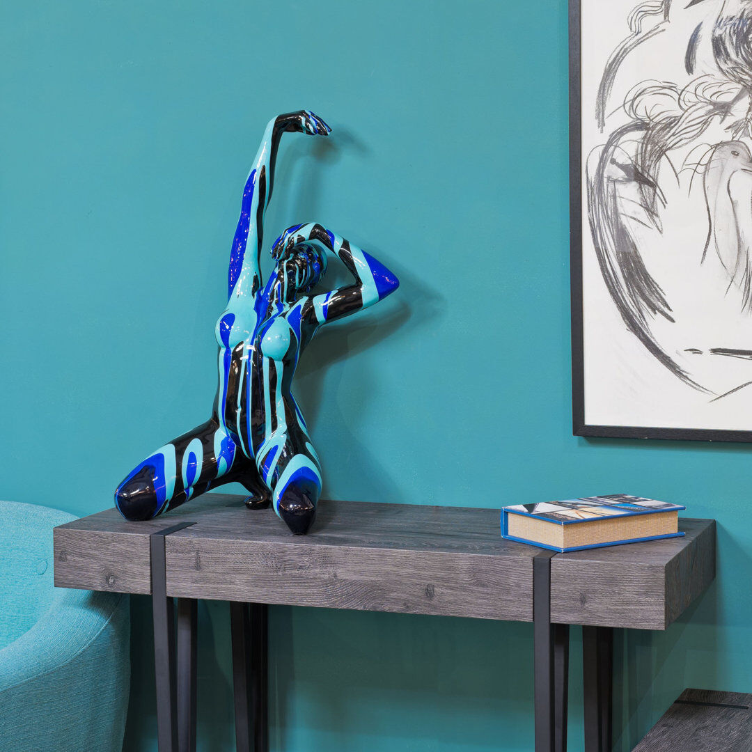 Ivy Bronx Wurley People Statue Blue/Black