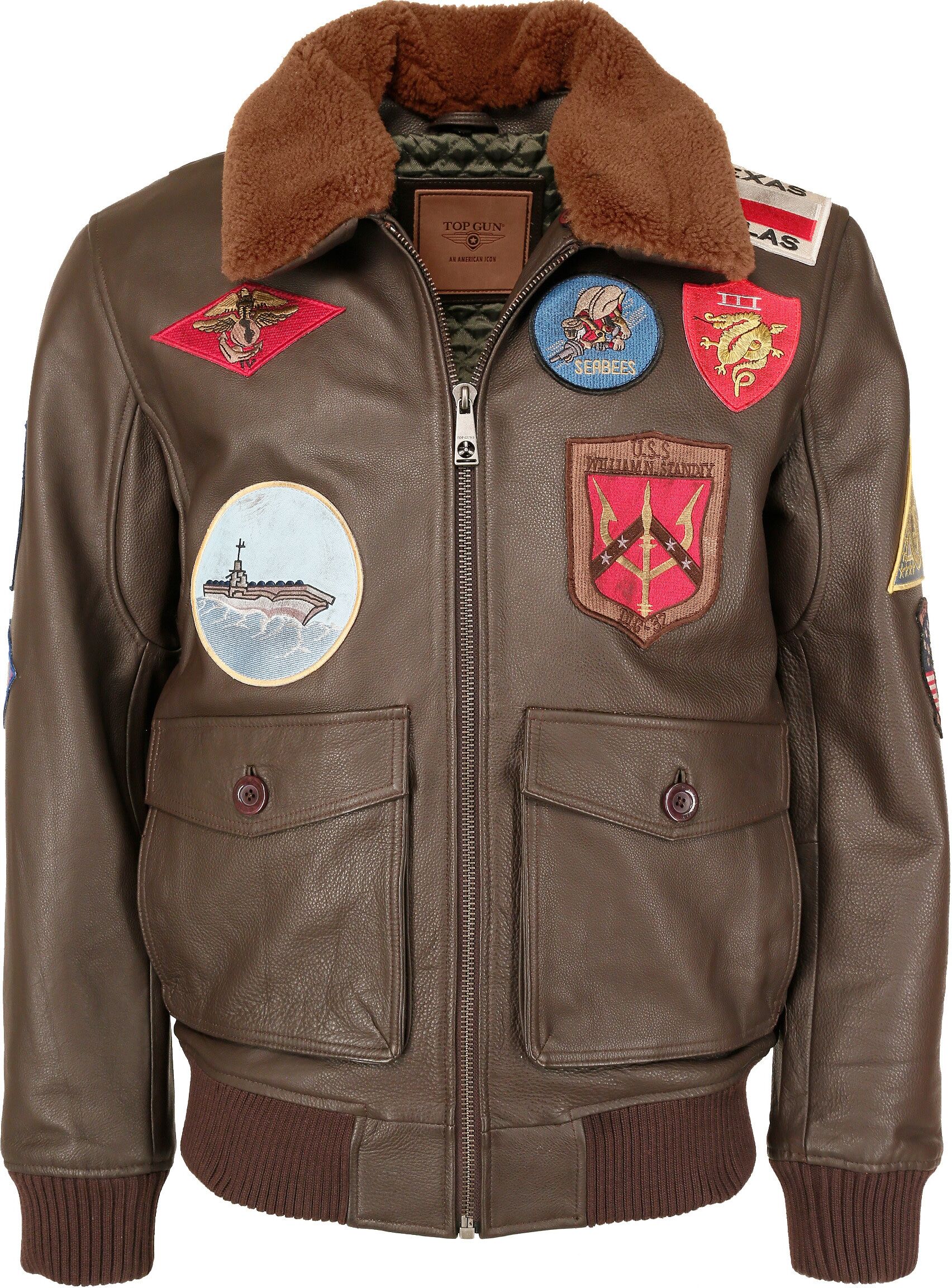 Lederjacke TOP GUN "Lederjacke TG20201007", Herren, Gr. M, braun (schwarz braun), Obermaterial: 100% Lammleder LEL., Jacken Lederjacke