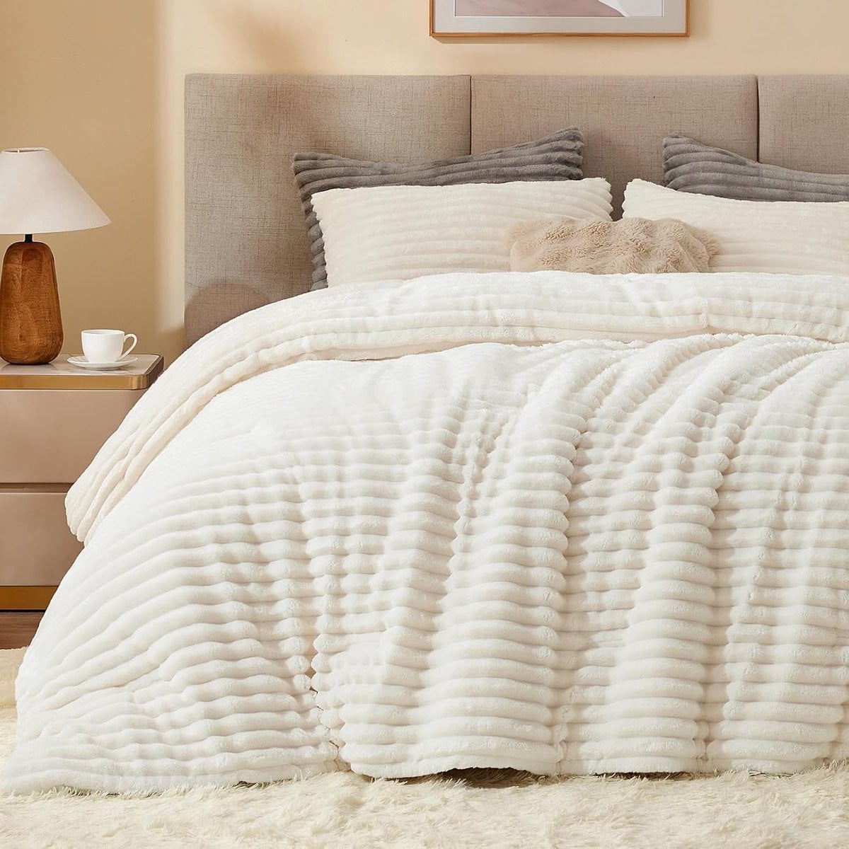 Dekbedset Queen Size Wit - Luxe Pluche Beddengoed