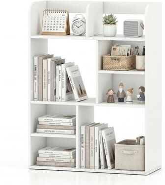 Costway Desktop Display Rack with 8 Open Cubes for Home Office-White