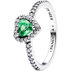 Pandora 198421C08 Damenring Silber Erhabenes Herz Mintgrün, 58/18,5