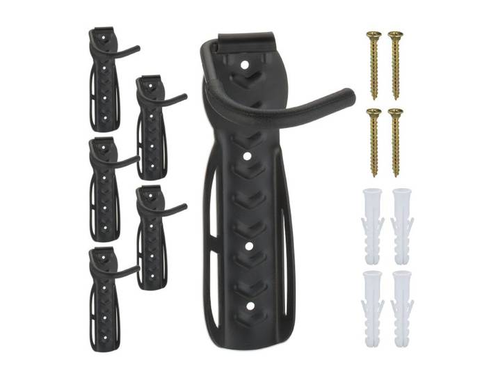 Relaxdays Schwarze Fahrrad Wandhalterung 6er Set