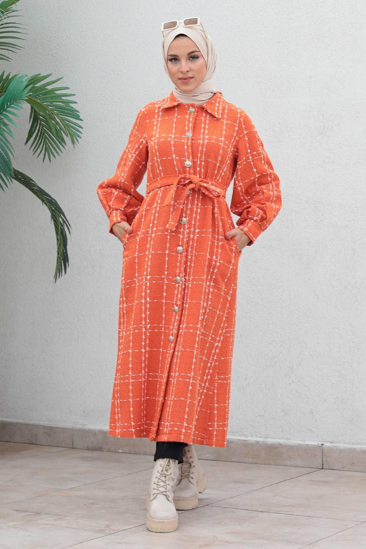 Geknopt Kasjmier Jas Oranje