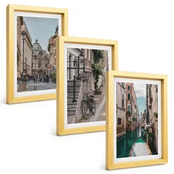 BILDER SET 3er Set - 20x30 cm Goldrahmen - Venedigs Wasserstraßen