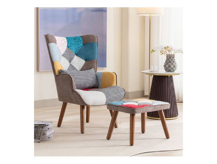 Fine Life Pro Stuhl Freizeitstuhl mit Fußstütze und Kissen, Freizeitstuhl, 1 Stück, Wohnzimmer, mit Fußstütze