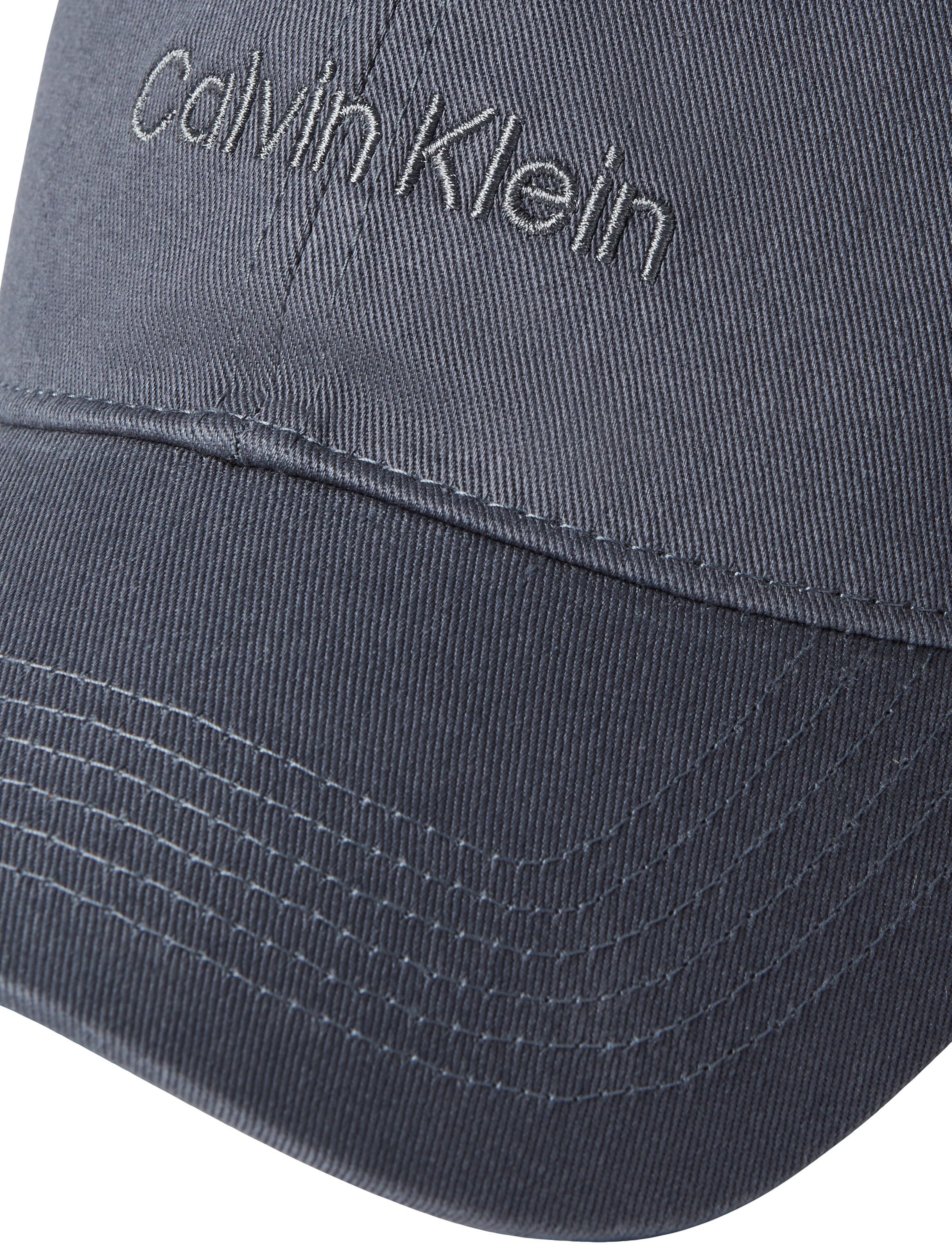 Baseball Cap CALVIN KLEIN JEANS "LOGO EMBROIDERY BASEBALL CAP", Herren, grau (turbulence), Web, Baumwolle, Caps Baseball Cap, Mit festem Schirm