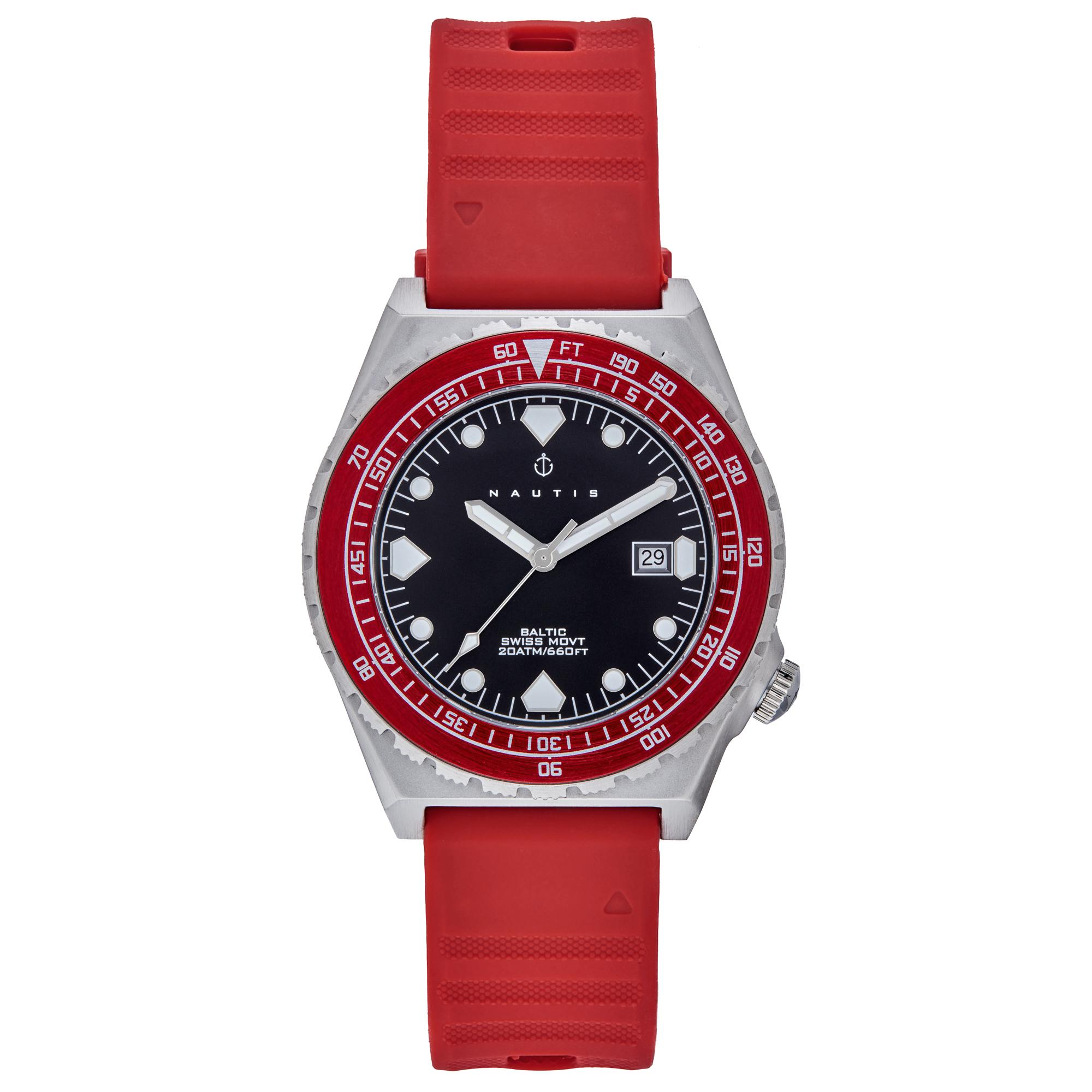 Nautis Baltic Band horloge met datum - kastanjebruin
