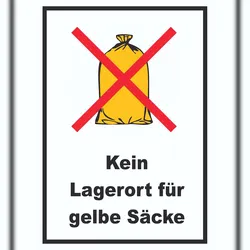 HB-Druck Kein Lagerort für Gelbe Säcke Schild A4 Rückseite selbstklebend